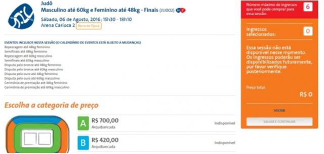 Ingressos para o Judô no Rio 2016 se esgotam com venda direta