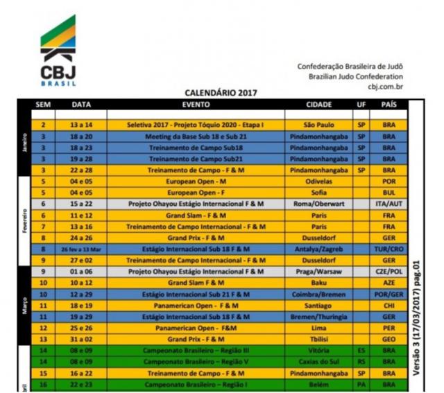 CBJ atualiza calendário com mudança de datas e inclusão de eventos internacionais