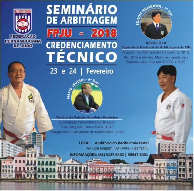 Federação Pernambucana de Judô realizará Credenciamento Técnico e Seminário de Arbitragem com Edison Minakawa e Mario Tsutsui