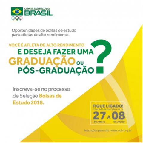 COB abre processo seletivo para bolsas de estudos universitários para atletas 