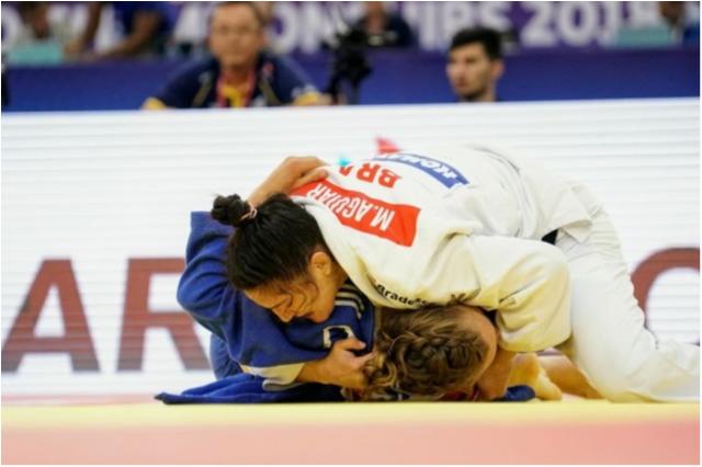 Mayra Aguiar fica nas oitavas do Mundial de Baku. Brasil tem mais quatro chances com pesados no último dia