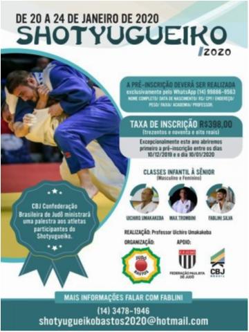 CBJ prestigiará o Shotyugueiko 2020 do Judô de Bastos
