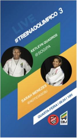 Sarah Menezes e Ketleyn Quadros comandam Treinão Olímpico nesta quarta-feira, ao vivo, no Instagram
