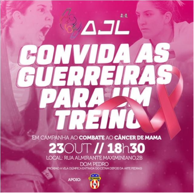 Academia de Judô Leal, com o apoio da Fejama, promove treino aberto em campanha ao combate do câncer de mama