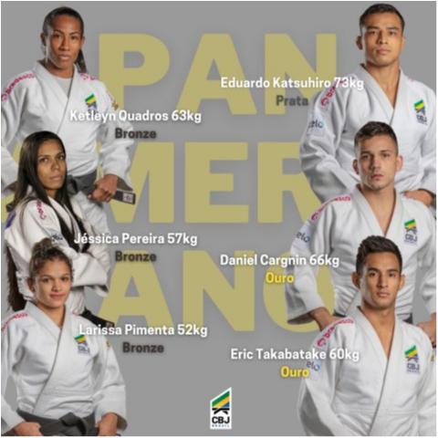 Cargnin e Takabatake são campeões em primeiro dia com seis medalhas para o Brasil no Pan de Judô