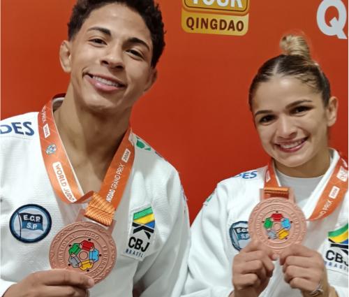 Larissa Pimenta e Ronald Lima levam as primeiras medalhas do Brasil no Grand Prix de Qingdao de Judô